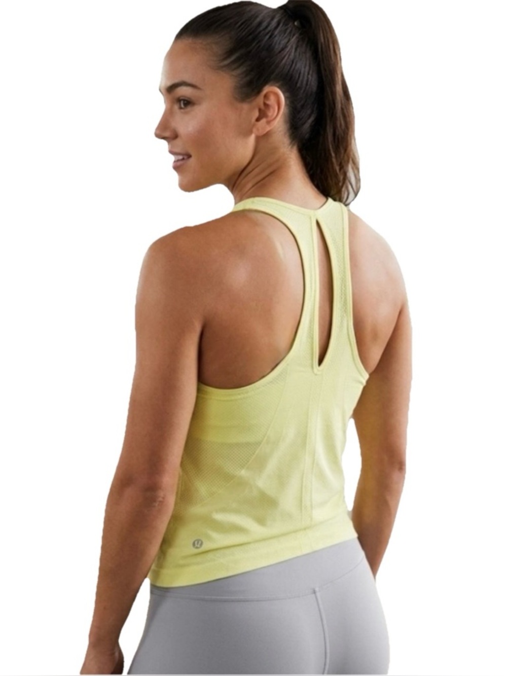 NUX Karma Split Back Women’s Yellow Nylon Tank Top Size Medium